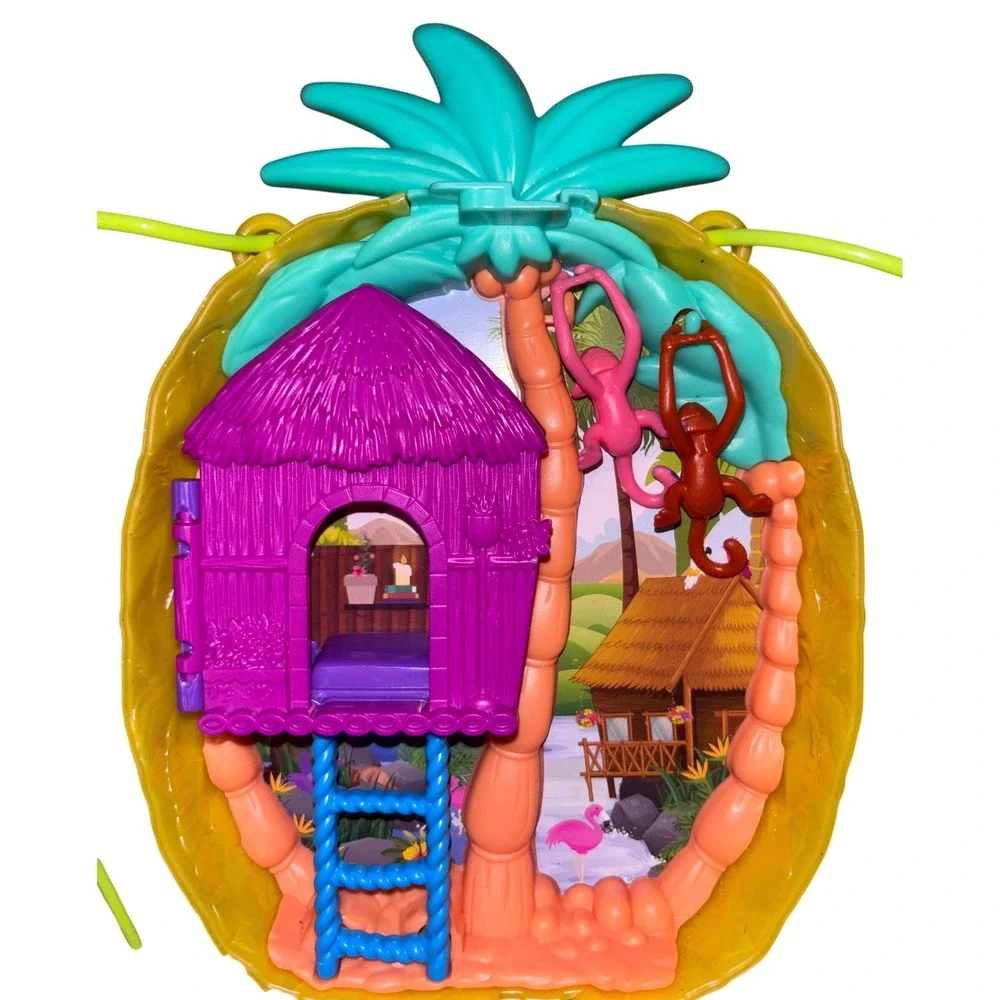 Polly Pocket Tropical Pineapple Purse Kids Playset Yellow Excellent Safari‎ Toy